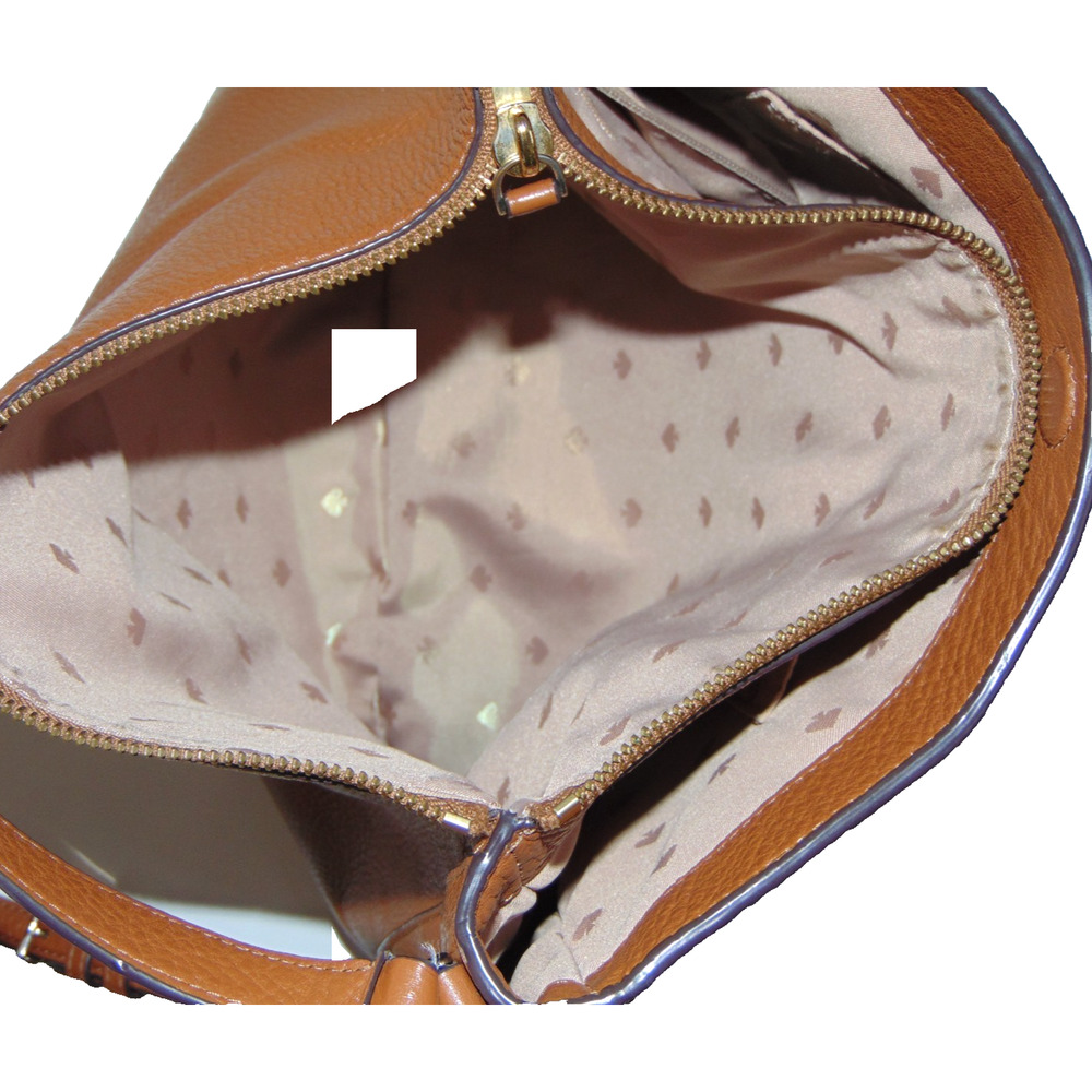 Kate Spade New York Pebbled Leather Medium Crossbody Bag Cognac Luggage Gold Zip - Picture 6 of 10